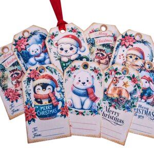 18 Pack! Sweet Christmas Animals Gift Tags, Journal, Crafts, Collage